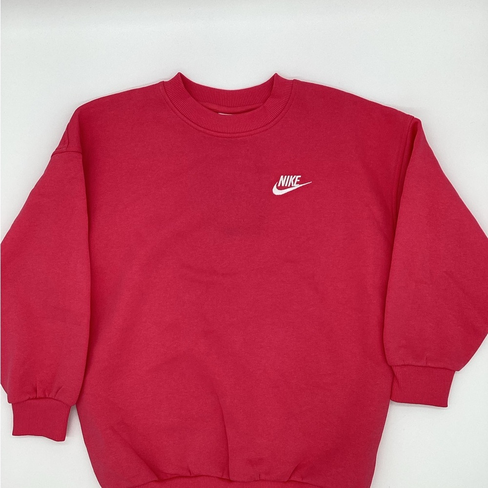 Nike Red Kids Crewneck Sweatshirt with White Swoosh
